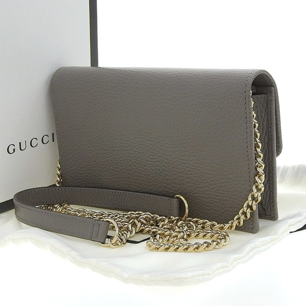 Gucci Interlocking Shoulder Bag Chain Wallet Leat… - image 2